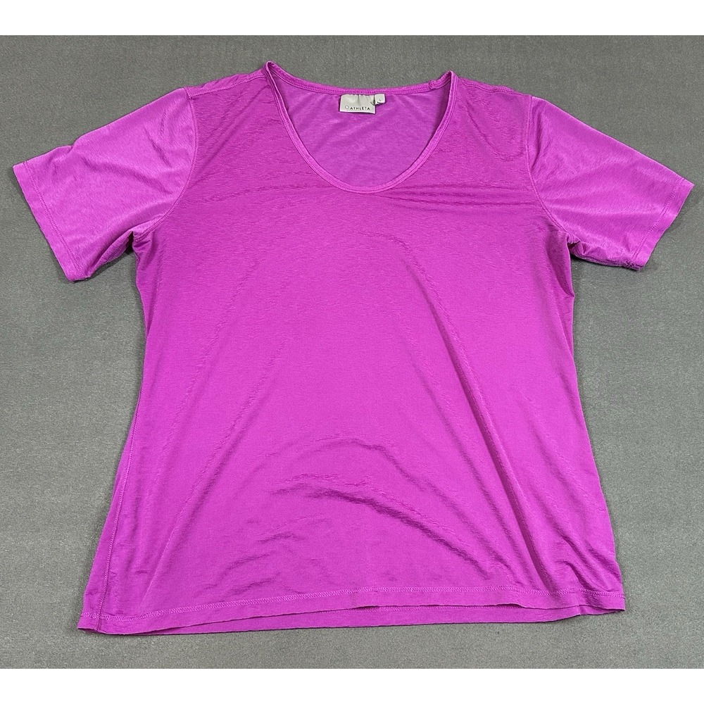 Athleta Shirt Womens Large Magenta Short Sleeve Sports Gym Athletic